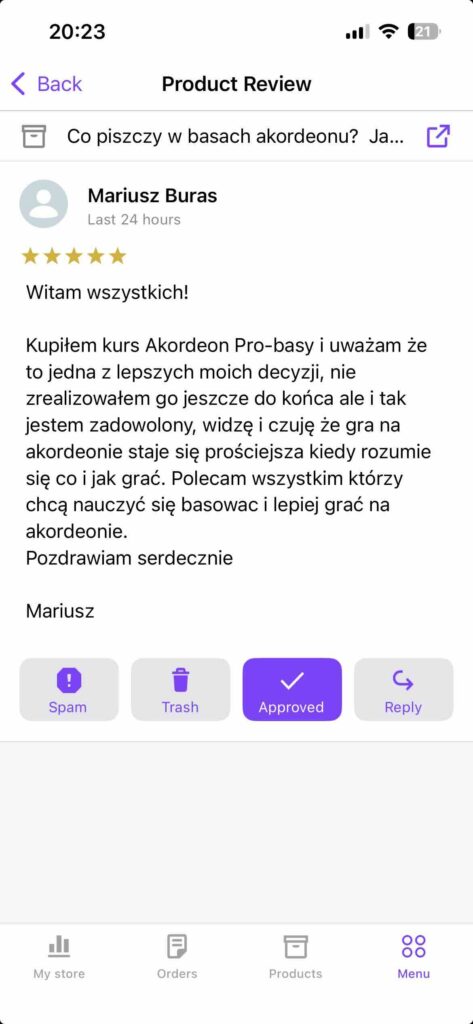 Opinia o kursie gry na basach akordeonu szkoły akordeonu